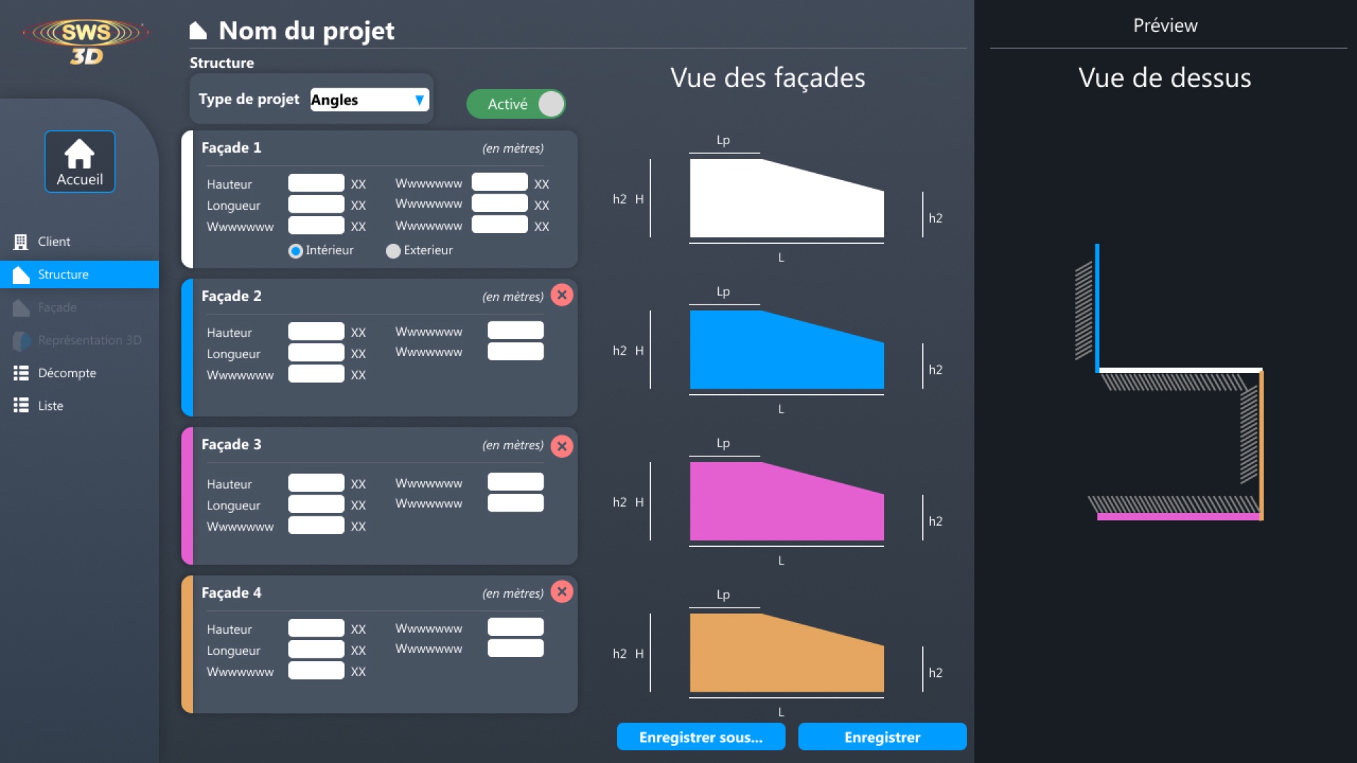 Interface application SaaS